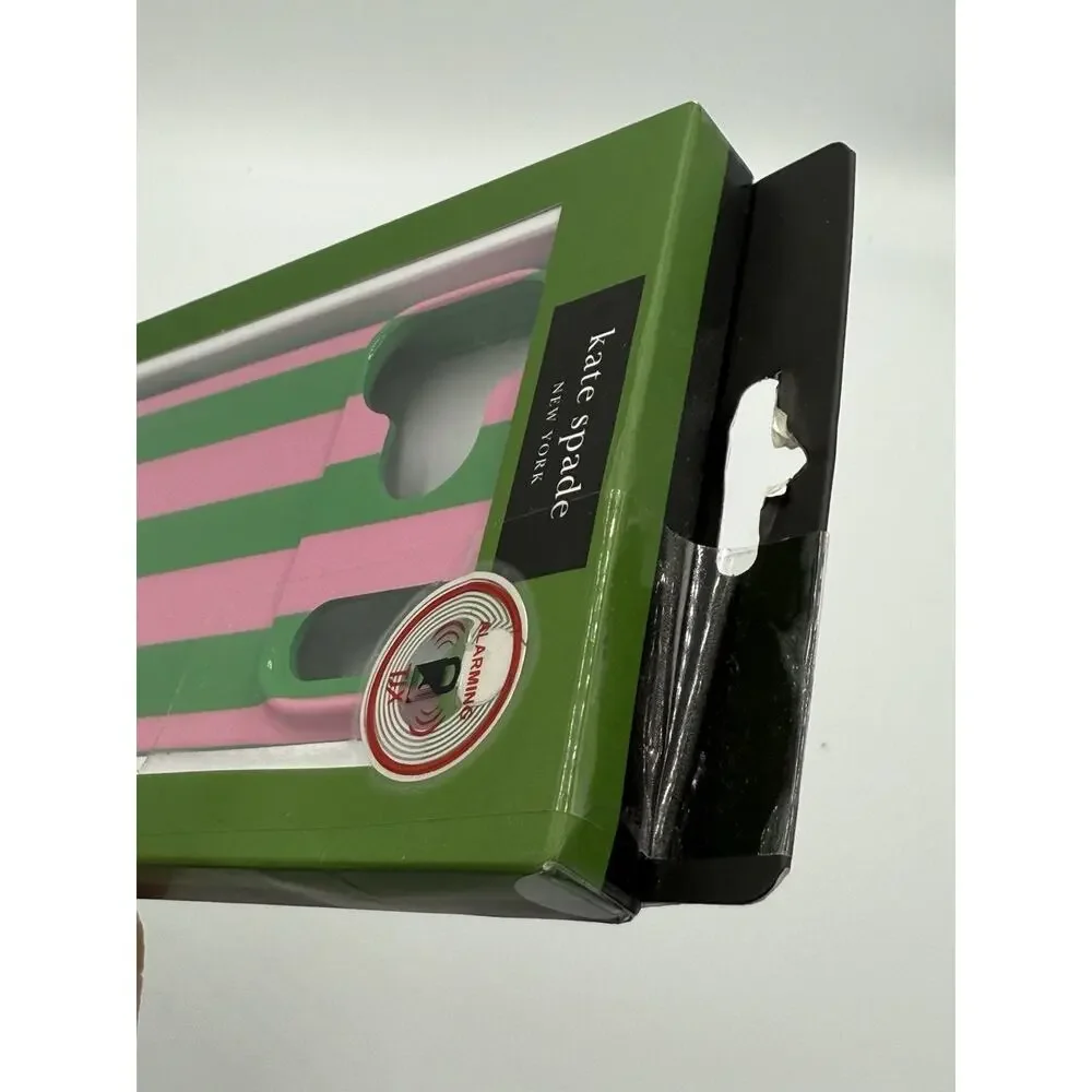 Kate Spade iPhone 17 Pro Max Protective Striped Case MagSafe Green Pink NIB